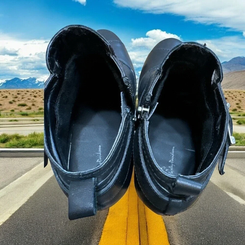 Harley Davidson Ankle Boot Moto Chunky platform Heel Buckle Strap Sexy Msrp $165 - Picture 6 of 6